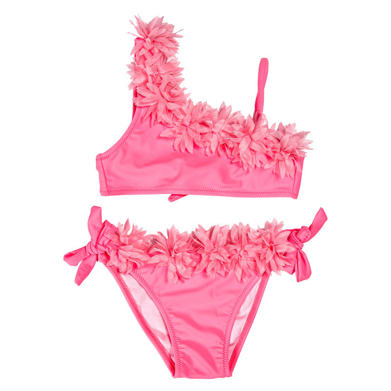 New Style Swimsuit Female Generation Split Baby Pink Lace Swimsuit Wholesale Foreign Trade Cross-Border Children'S Bikini