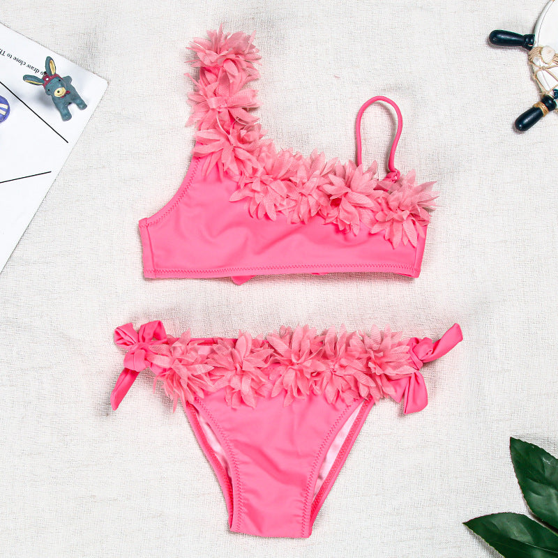 New Style Swimsuit Female Generation Split Baby Pink Lace Swimsuit Wholesale Foreign Trade Cross-Border Children'S Bikini