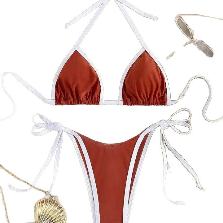 Summer Womens Solid-color Triangle Sexy Bikini
