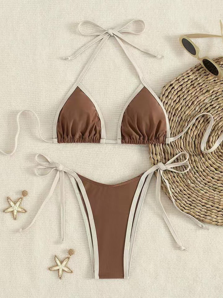 Summer Womens Solid-color Triangle Sexy Bikini