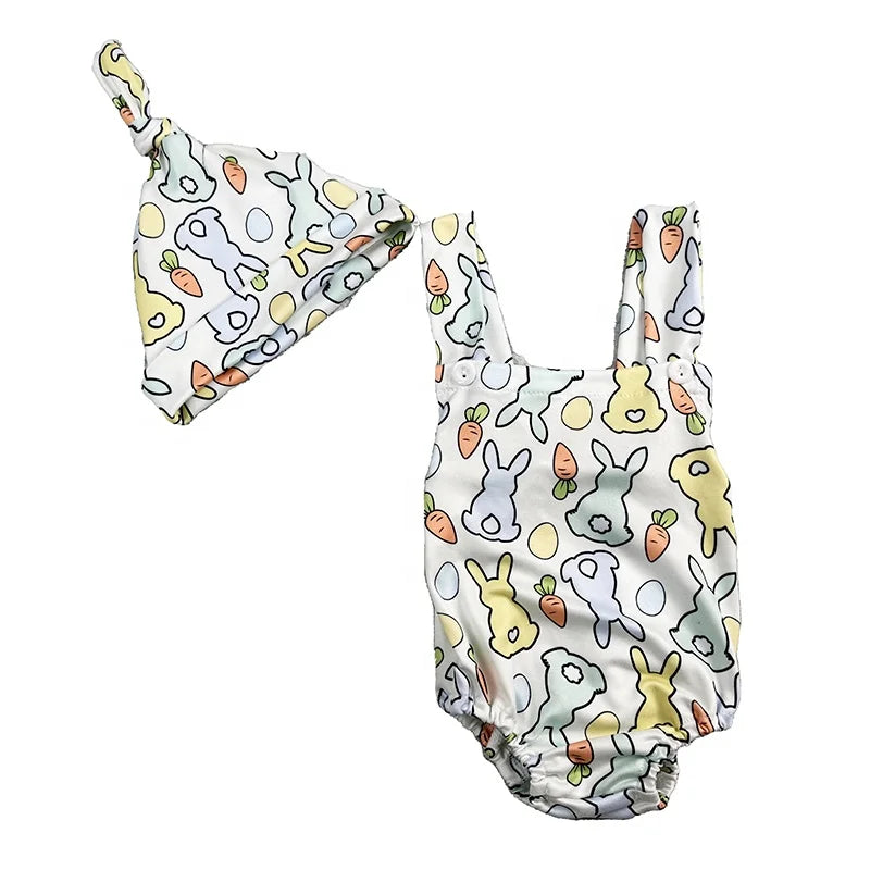 DH ODM Easter Bunny Bubble Long Sleeve Infant Toddler Leotard Baby Rompers Wholesale