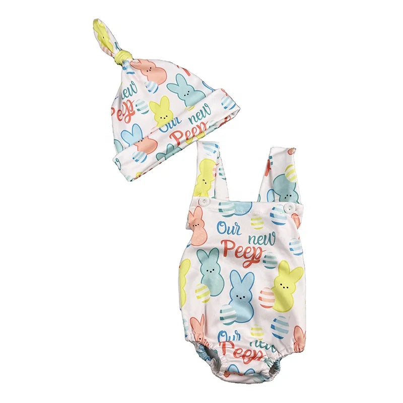 DH ODM Easter Bunny Bubble Long Sleeve Infant Toddler Leotard Baby Rompers Wholesale