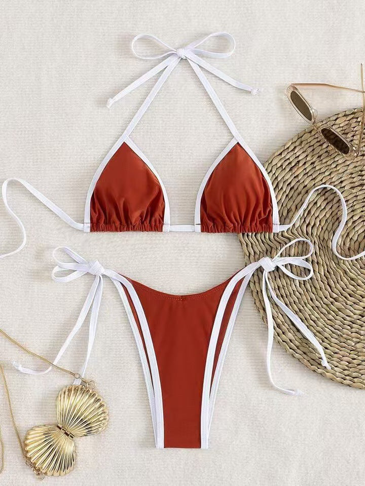 Summer Womens Solid-color Triangle Sexy Bikini