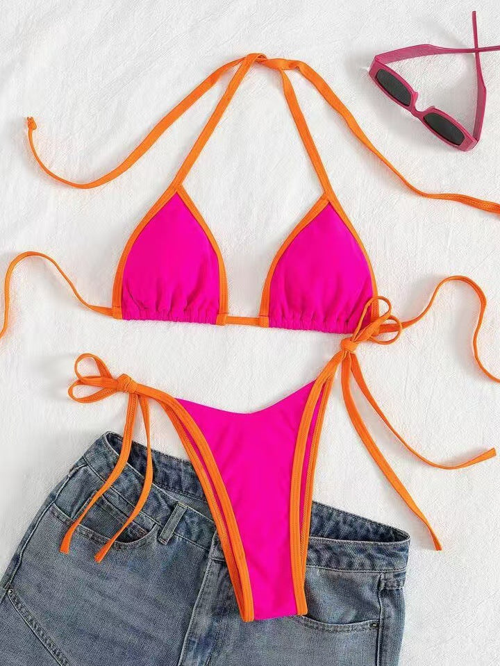 Summer Womens Solid-color Triangle Sexy Bikini