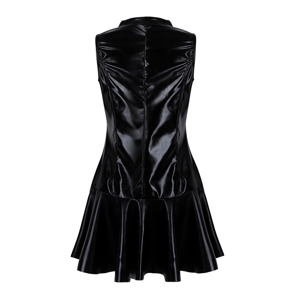 Patent Leather Halter Cutout Bodysuit Ladies Underwear